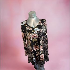NWOT White Birch black floral slinky dress size S